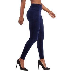 Spanx Womens Velvet Leggings X-Small Lapis Night - NWT